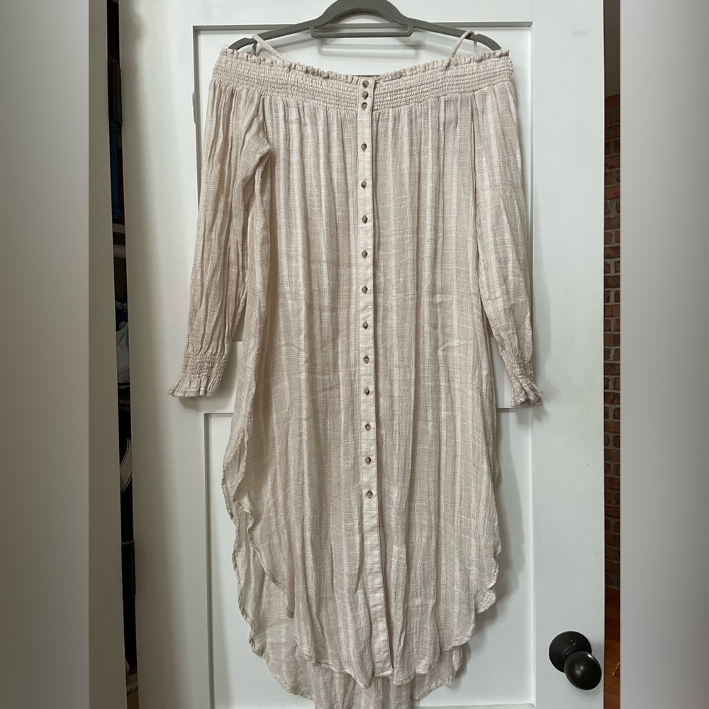 Free People gauze/linen off the shoulder tunic shirt